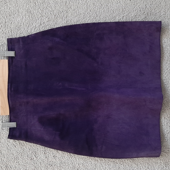 Women's Vintage Purple Suede Danier Midi Pencil Skirt Size 4 - Picture 1 of 12